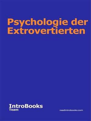 cover image of Psychologie der Extrovertierten